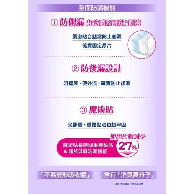 來復易極緻防漏呵護透氣紙尿褲M號